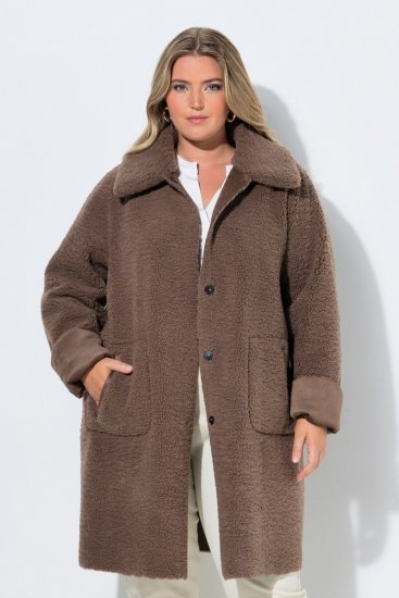 Ulla Popken 850251 Teddyfrakke Lysebrun - Frakker - Frakker i store størrelser