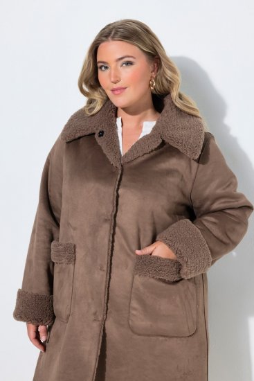 Ulla Popken 850251 Teddyfrakke Lysebrun - Frakker - Frakker i store størrelser