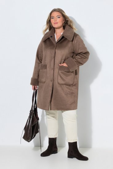 Ulla Popken 850251 Teddyfrakke Lysebrun - Frakker - Frakker i store størrelser