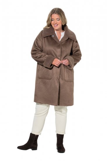 Ulla Popken 850251 Teddyfrakke Lysebrun - Frakker - Frakker i store størrelser