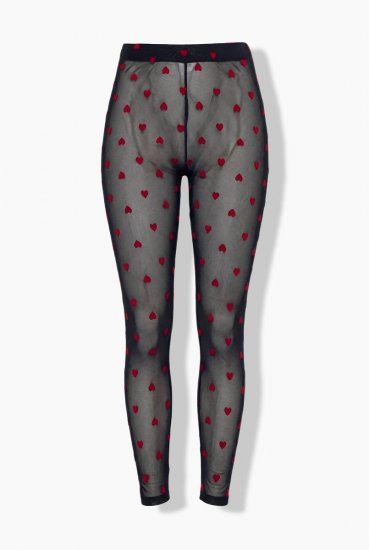 Ulla Popken 850264 Mønstrede strømpeleggings Sort - Strømpebukser & strømper - 