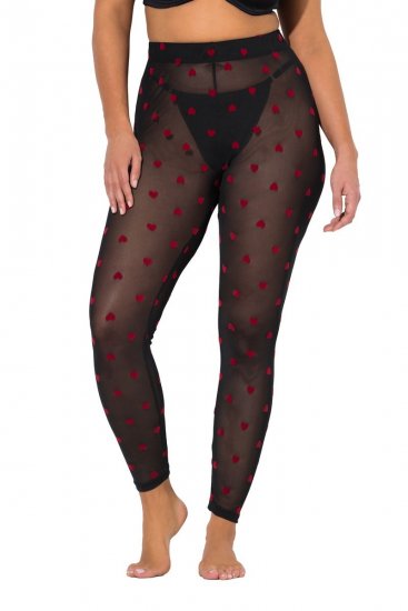 Ulla Popken 850264 Mønstrede strømpeleggings Sort - Strømpebukser & strømper - 