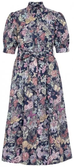 Ulla Popken 850298 Blomstret skjortekjole Mørkeblå - Maxikjoler - Maxikjoler i plus size