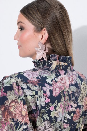 Ulla Popken 850298 Blomstret skjortekjole Mørkeblå - Maxikjoler - Maxikjoler i plus size