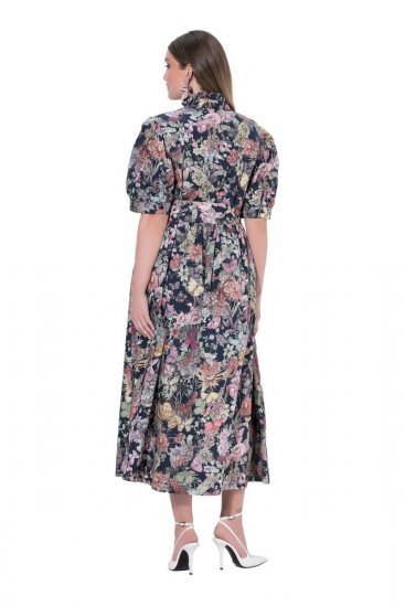 Ulla Popken 850298 Blomstret skjortekjole Mørkeblå - Maxikjoler - Maxikjoler i plus size