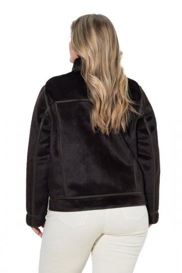 Ulla Popken 850310 Jakke i kunstpels Mørkebrun - Jakker - Dame jakker i store størrelser