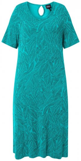 Ulla Popken 850344 Mønstret T-shirtkjole Turkis - Midikjoler - Midikjoler i store størrelser