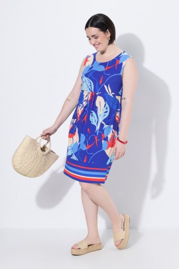 Ulla Popken 850367 Mønstret jerseykjole Mørkeblå - Jerseykjoler - 
