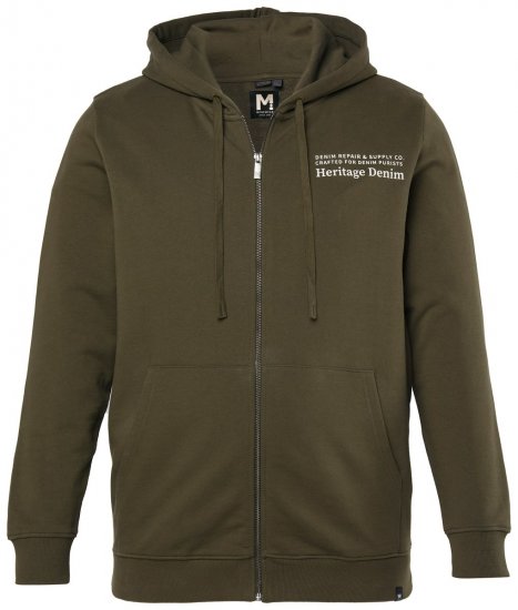 Men+ 375 Hættejakke Heritage Denim Khakigrøn - Trøjer og hættetrøjer - Trøjer og Hættetrøjer i store størrelser - 2XL-14XL