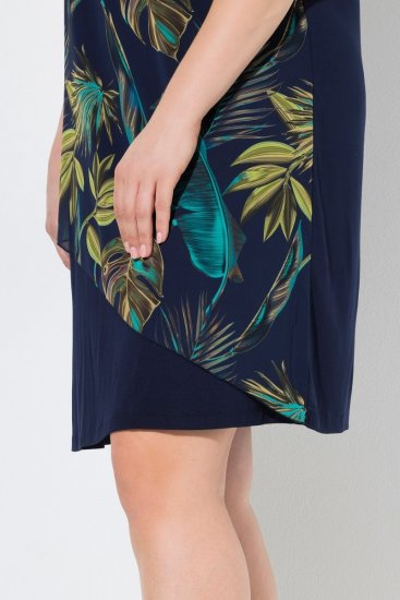 Ulla Popken 850393 Mønstret chiffonkjole Mørkeblå - Sommerkjoler - Sommerkjoler i store størrelser