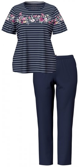 Ulla Popken 850403 Blomstret pyjamas Mørkeblå - Pyjama/Loungewear - 
