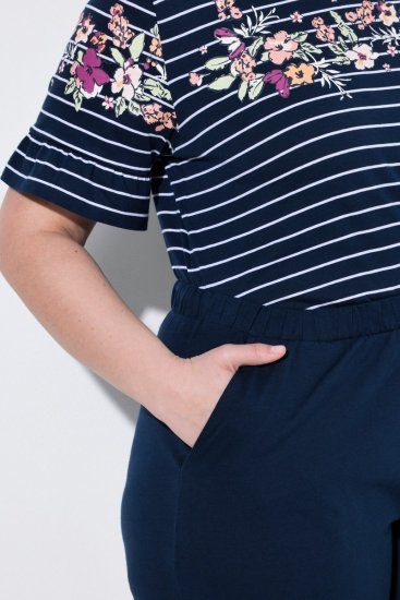 Ulla Popken 850403 Blomstret pyjamas Mørkeblå - Pyjama/Loungewear - 
