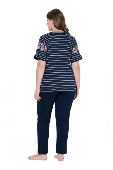 Ulla Popken 850403 Blomstret pyjamas Mørkeblå - Pyjama/Loungewear - 