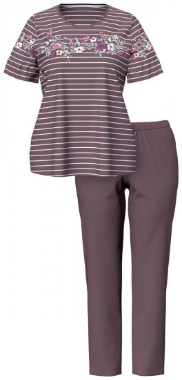 Ulla Popken 850403 Blomstret pyjamas Brun - Pyjama/Loungewear - 