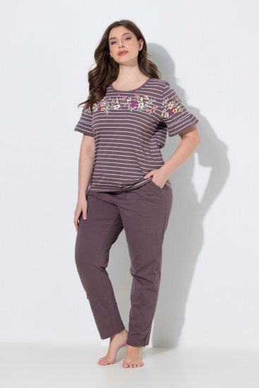 Ulla Popken 850403 Blomstret pyjamas Brun - Pyjama/Loungewear - 