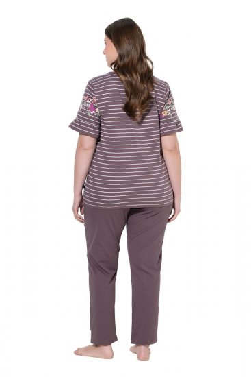Ulla Popken 850403 Blomstret pyjamas Brun - Pyjama/Loungewear - 