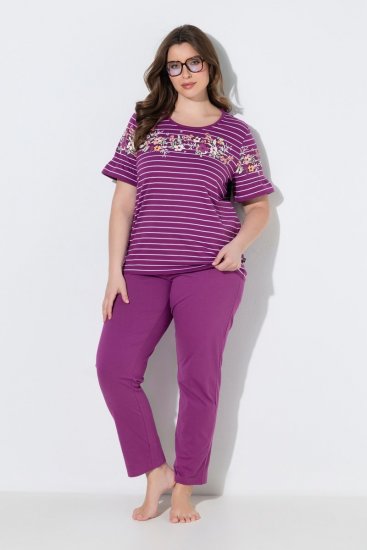 Ulla Popken 850403 Blomstret pyjamas Violet - Pyjama/Loungewear - 