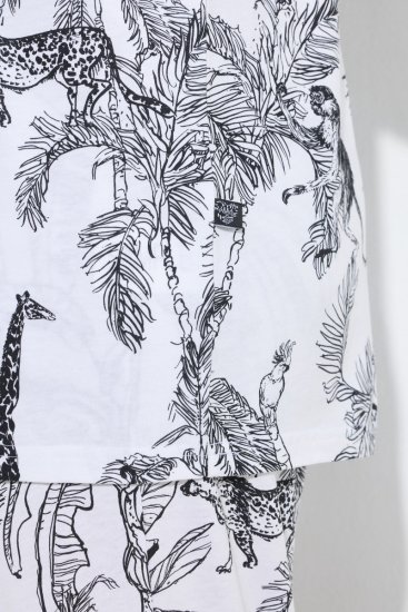 Ulla Popken 850441 Mønstret pyjamas Benhvid - Pyjama/Loungewear - 