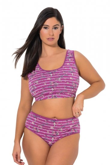 Ulla Popken 850538 Blomstrede trusser i økologisk bomuld 2-pak Violet - Trusser - 