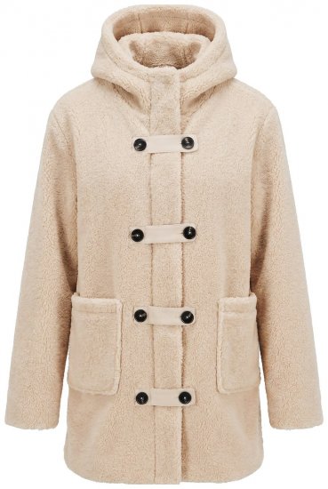 Ulla Popken 850589 Teddyjakke Benhvid - Jakker - Dame jakker i store størrelser