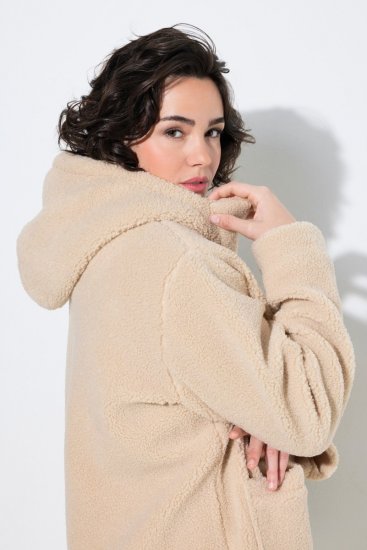 Ulla Popken 850589 Teddyjakke Benhvid - Jakker - Dame jakker i store størrelser