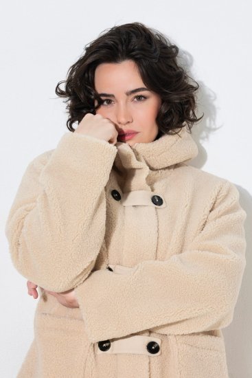 Ulla Popken 850589 Teddyjakke Benhvid - Jakker - Dame jakker i store størrelser