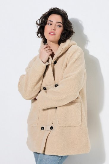 Ulla Popken 850589 Teddyjakke Benhvid - Jakker - Dame jakker i store størrelser
