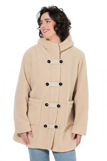 Ulla Popken 850589 Teddyjakke Benhvid - Jakker - Dame jakker i store størrelser