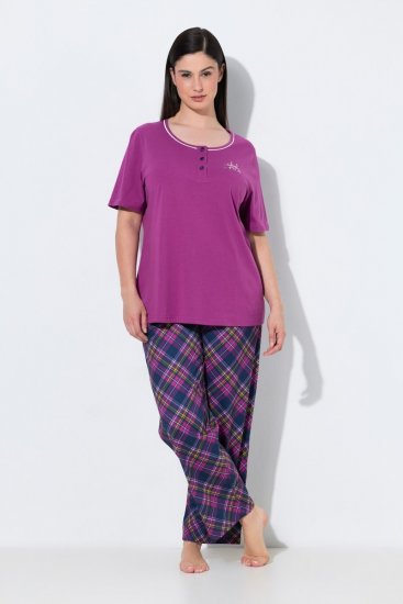 Ulla Popken 850864 Ternet 3-delt pyjamassæt Violet - Pyjama/Loungewear - 