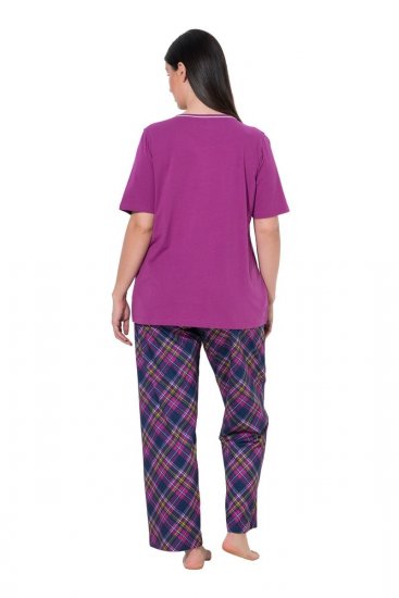 Ulla Popken 850864 Ternet 3-delt pyjamassæt Violet - Pyjama/Loungewear - 