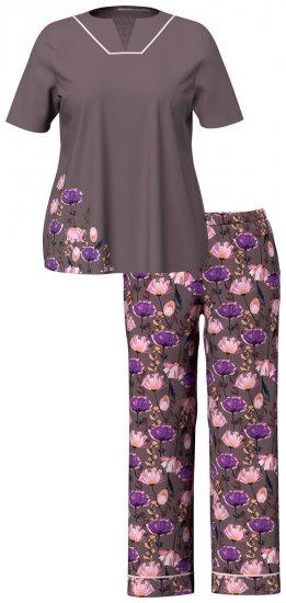 Ulla Popken 850903 Blomstret pyjamas 2-pak Brun - Pyjama/Loungewear - 