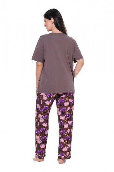 Ulla Popken 850903 Blomstret pyjamas 2-pak Brun - Pyjama/Loungewear - 