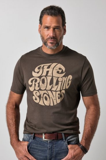 JP1880 851001 Rolling Stones Retro Logo T-shirt Hasselnød TALL - TALL T-shirts - Lange T-shirts Mænd