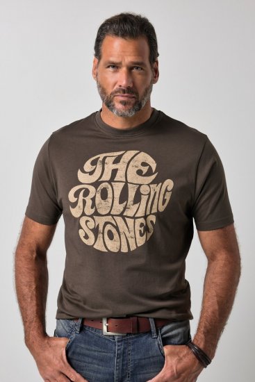JP1880 851001 Rolling Stones Retro Logo T-shirt Hasselnød - Band T-shirts - Band T-shirts til mænd