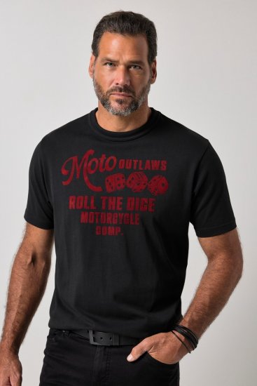 JP1880 851002 T-shirt med brystprint Sort TALL - TALL T-shirts - Lange T-shirts Mænd