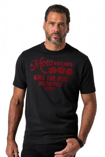 JP1880 851002 T-shirt med brystprint Sort TALL - TALL T-shirts - Lange T-shirts Mænd