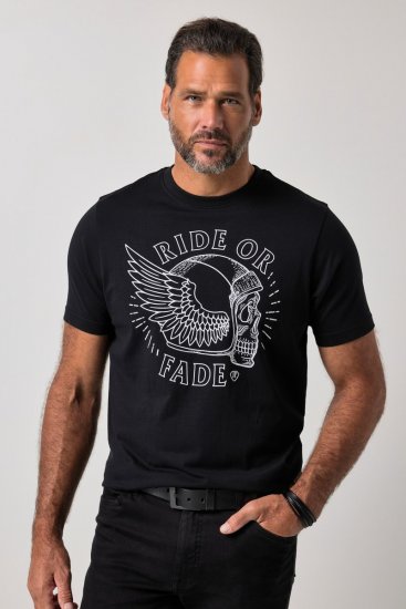 JP1880 851008 T-shirt med brystprint Sort TALL - TALL T-shirts - Lange T-shirts Mænd