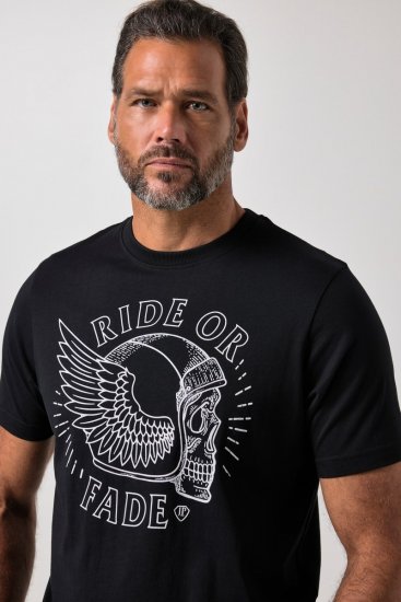 JP1880 851008 T-shirt med brystprint Sort TALL - TALL T-shirts - Lange T-shirts Mænd