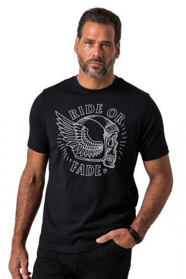 JP1880 851008 T-shirt med brystprint Sort TALL - TALL T-shirts - Lange T-shirts Mænd