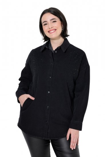 Ulla Popken 851036 Denimjakke Antracit - Jakker - Dame jakker i store størrelser