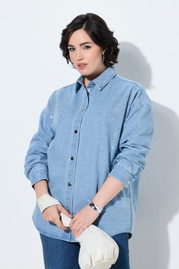 Ulla Popken 851036 Denimjakke Lyseblå - Jakker - Dame jakker i store størrelser