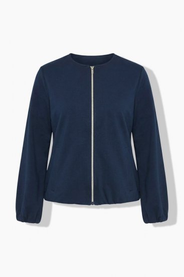 Ulla Popken 851040 Sweatjakke med lynlås Mørkeblå - Collegetrøjer - Sweatshirts til kvinder i plus size