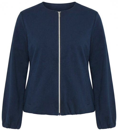 Ulla Popken 851040 Sweatjakke med lynlås Mørkeblå - Collegetrøjer - Sweatshirts til kvinder i plus size