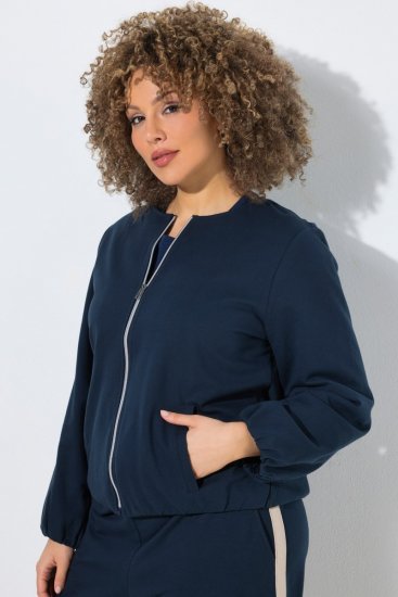 Ulla Popken 851040 Sweatjakke med lynlås Mørkeblå - Collegetrøjer - Sweatshirts til kvinder i plus size