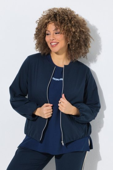 Ulla Popken 851040 Sweatjakke med lynlås Mørkeblå - Collegetrøjer - Sweatshirts til kvinder i plus size
