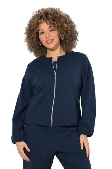 Ulla Popken 851040 Sweatjakke med lynlås Mørkeblå - Collegetrøjer - Sweatshirts til kvinder i plus size