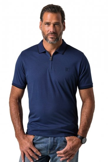 JP1880 851048 Poloshirt med lynlås Natblå TALL - TALL polotrøjer - TALL poloshirts med ekstra længde