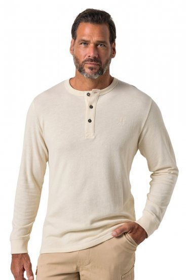 JP1880 851075 Langærmet Henley-shirt Sandgrå TALL - TALL T-shirts - Lange T-shirts Mænd