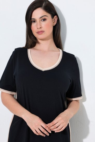 Ulla Popken 851237 Stribet natkjole Sort - Natkjoler - 