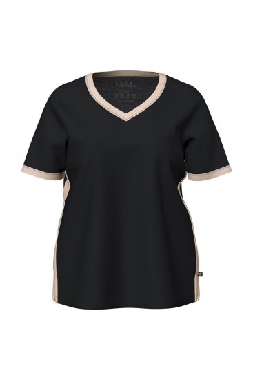 Ulla Popken 851245 Stribet pyjamas Sort - Pyjama/Loungewear - 